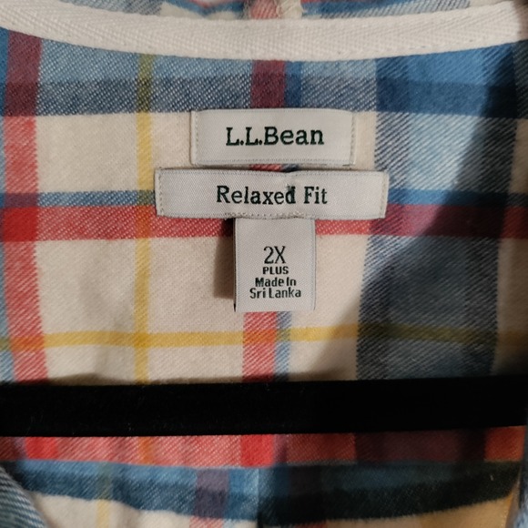 L.L. Bean Scotch Plaid Flannel Shirt Womens 2X Relaxed Zip Hoodie Cotton Shacket - Picture 3 of 8